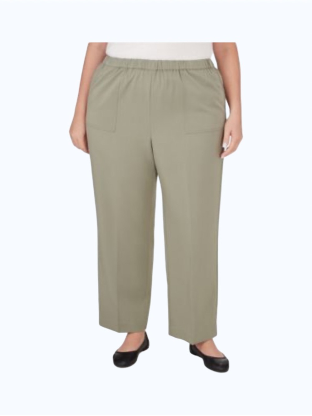 Alfred Dunner Womens Pants 22W  Green Dress Pockets Pull On Elastic Waist NWT